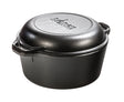 Schwarzer LODGE Dutch-Oven aus Gusseisen, 12,3 Liter, klassische runde Form, ideal für Schmoren und Braten.