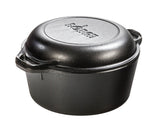 Schwarzer LODGE Dutch-Oven aus Gusseisen, 12,3 Liter, klassische runde Form, ideal für Schmoren und Braten.