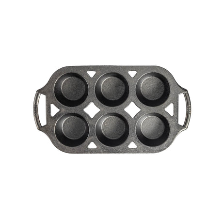 Schwarze LODGE Muffinform Classic aus Metall, ideal für Muffins und Cupcakes, mit antihaftbeschichteter Oberfläche.