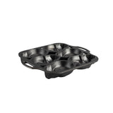 Schwarze Kuchenform von LODGE mit 6 Totenkopf-Designs, langlebiges Metall für kreative Backideen