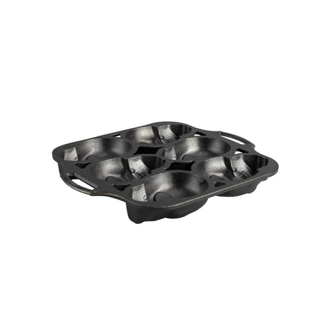 Schwarze Kuchenform von LODGE mit 6 Totenkopf-Designs, langlebiges Metall für kreative Backideen