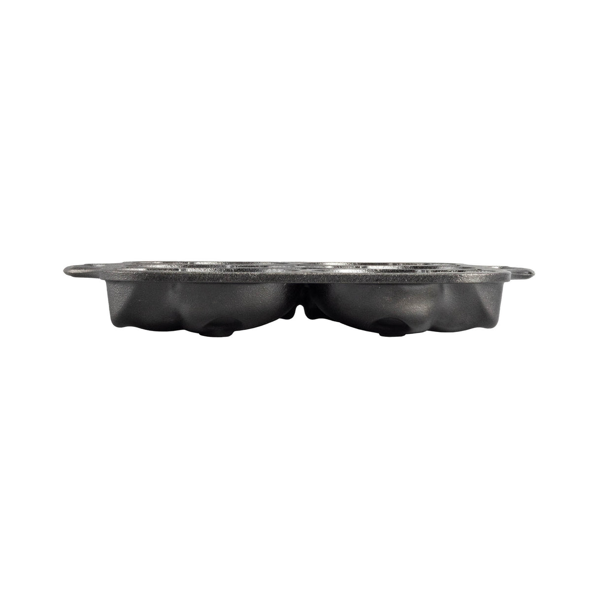 Schwarze Kuchenform von LODGE mit 6 Totenkopf-Designs, langlebig und ideal für kreative Backideen.