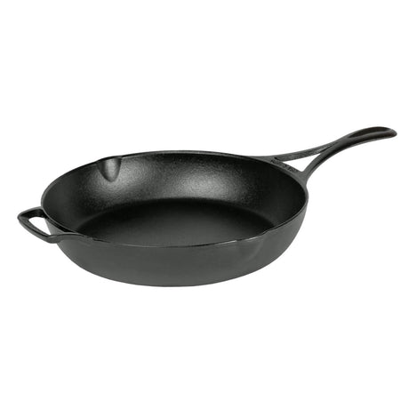 Lodge Pfanne aus schwarzem Gusseisen, 26 cm Durchmesser, mit schwarzem Griff, ideal zum Braten und Kochen.