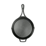 Schwarze LODGE Pfanne Black Lock, 26 cm Durchmesser, mit Griff und flacher Kochfläche, für vielseitiges Braten und Kochen.