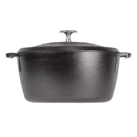Schwarze LODGE Pfanne Black Lock aus Gusseisen, 5,2 Liter, mit Holzgriff und langlebigem Kochgeschirr.