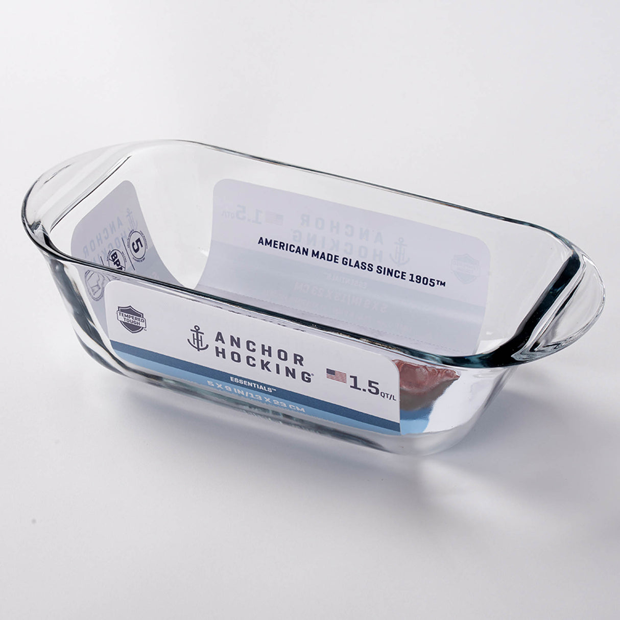 ANCHOR HOCKING Auflaufform ESSENTIALS, 1,5 L, langlebige Glasform für Aufläufe und Backgerichte, klare Sicht auf Inhalt