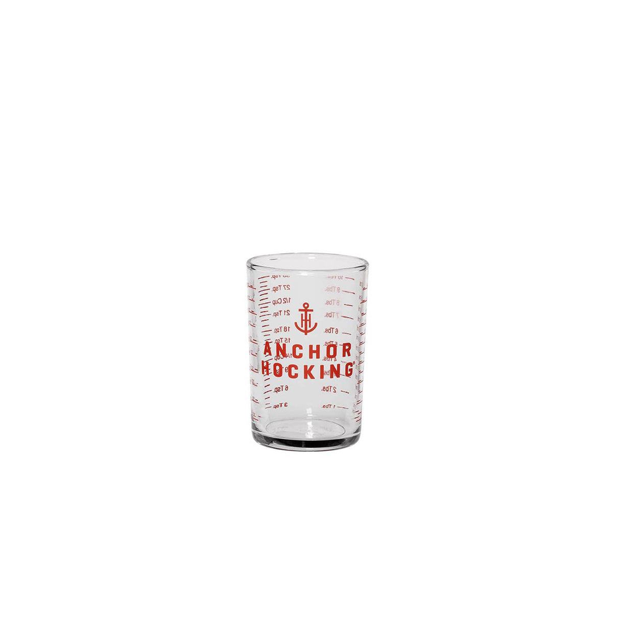 Klarsichtiger ANCHOR HOCKING Glas-Messbehälter mit 150 ml Fassungsvermögen, ideal zum Abmessen von Flüssigkeiten.