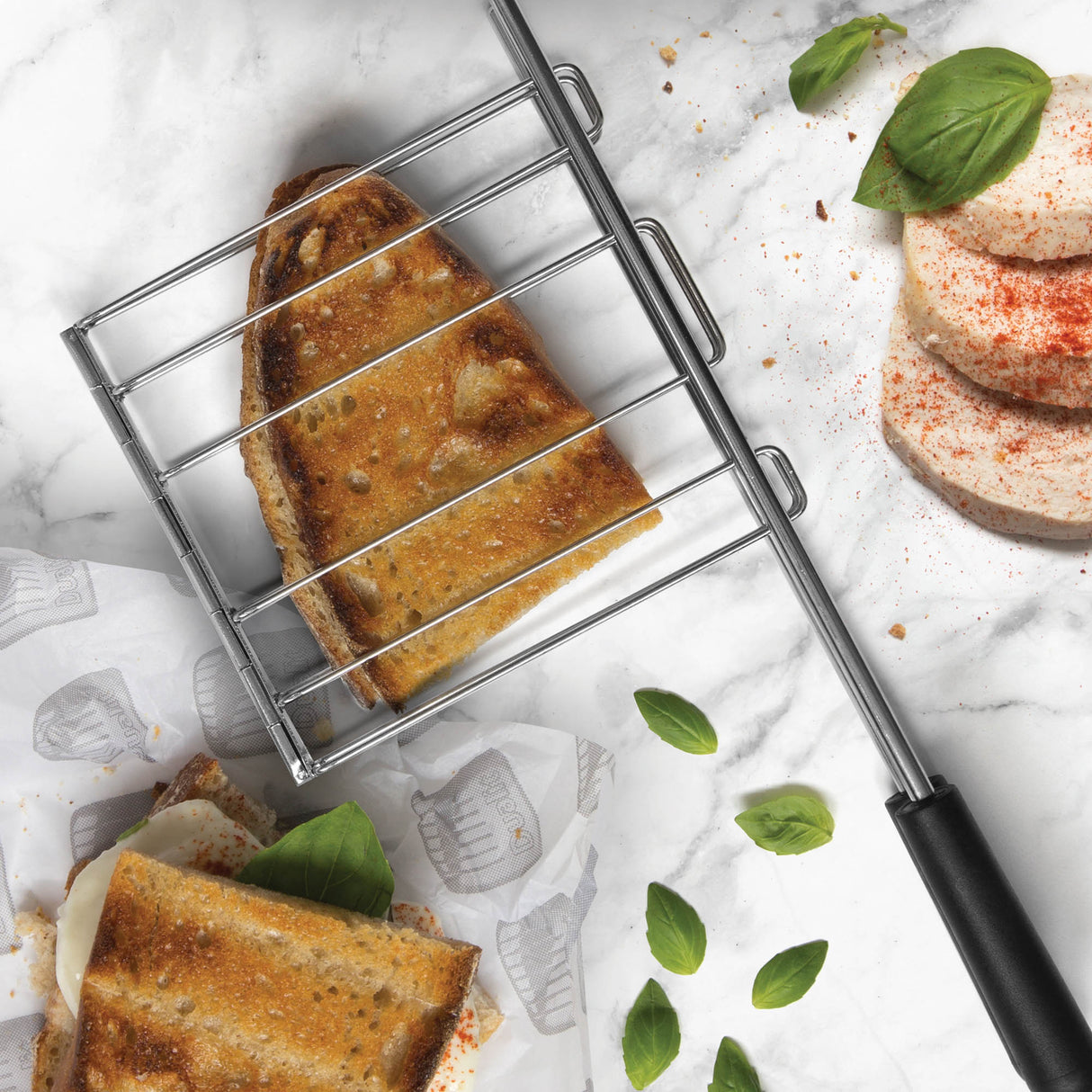 DUALIT Sandwichmaker CLASSIC aus Edelstahl, geöffneter Kontaktgrill mit antihaftbeschichteten Platten für Sandwiches