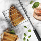 DUALIT Sandwichmaker CLASSIC aus Edelstahl, geöffneter Kontaktgrill mit antihaftbeschichteten Platten für Sandwiches