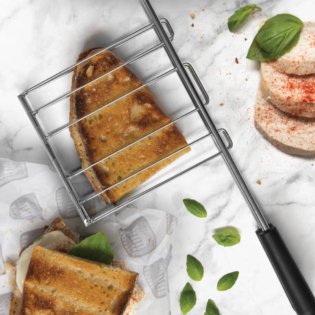 DUALIT Sandwichmaker CLASSIC aus Edelstahl, geöffneter Kontaktgrill mit antihaftbeschichteten Platten für Sandwiches