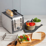 DUALIT Sandwichmaker LITE aus Edelstahl, geöffnete Sandwichmaschine mit antihaftbeschichteten Platten.