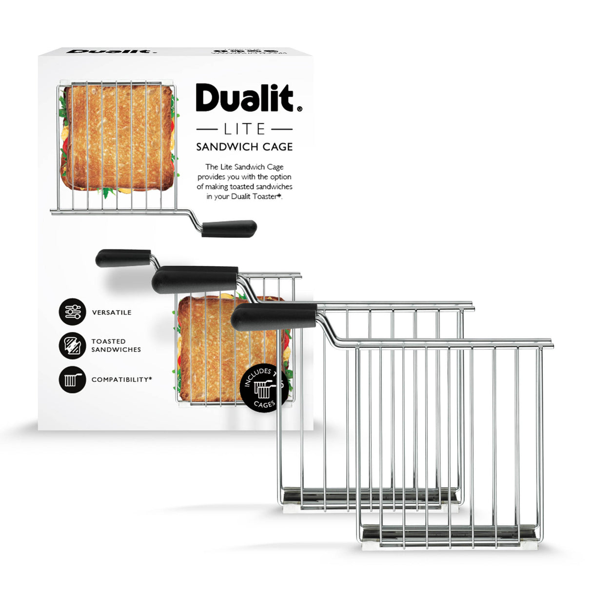 DUALIT Sandwichmaker LITE aus Edelstahl mit antihaftbeschichteten Platten für schnelle Sandwichzubereitung.