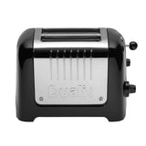 DUALIT Toaster LITE mit zwei Toastscheiben, silberfarbenes Gehäuse und Bedienelemente, auf einer Küchenarbeitsplatte.