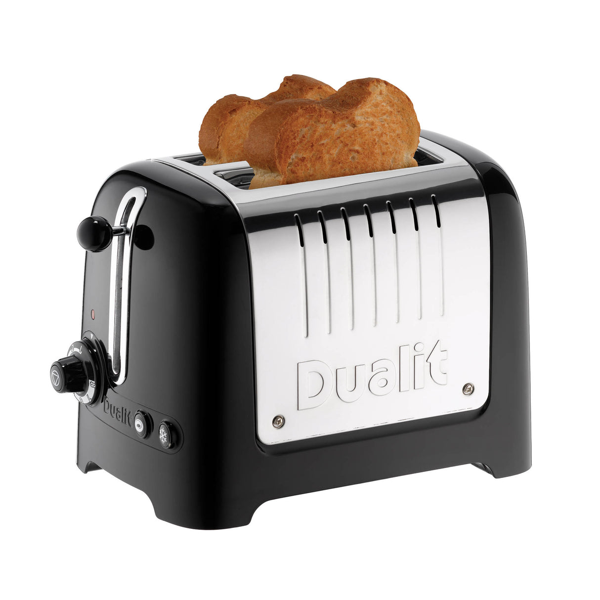 DUALIT Toaster LITE mit 2 Scheiben, silberfarben, mit Einstellknöpfen und Bräunungsregler, auf einer Küchenarbeitsplatte