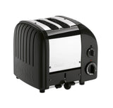 Schwarzer DUALIT Toaster NEWGEN mit 2 Scheiben, modernes Design, sichtbar mit toastenden Brotscheiben.