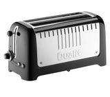 Schwarzer DUALIT Toaster LITE mit vier Toastscheiben, modernes Design und einfache Bedienung.