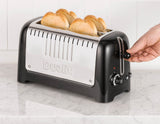 Schwarzer DUALIT Toaster LITE mit 4 Scheiben, modernes Design, bereit zum Toasten von Brot.