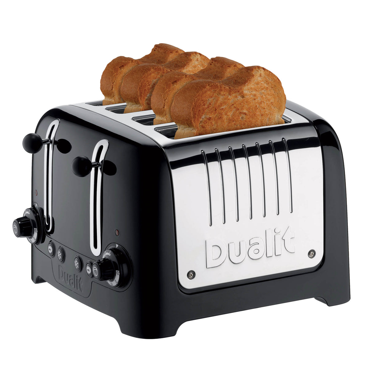 DUALIT 2+1 Combi Toaster LITE in Schwarz, mit Platz für 2 Brotscheiben, modernes Design, sichtbar im Bild