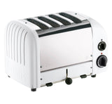 Weißer DUALIT Toaster Newgen mit 4 Scheiben für knuspriges Toasten, modernes Design, auf Bild sichtbar.