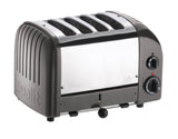 Grauer DUALIT Newgen Toaster aus Metall, 4 Scheiben, modernes Design, zeigt die Toastmaschine mit Edelstahloptik.