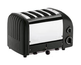 Schwarzer DUALIT Toaster NEWGEN mit Platz für 4 Scheiben, moderne Küchen-Elektrogerät, sichtbar mit Scheiben im Toastaufsatz