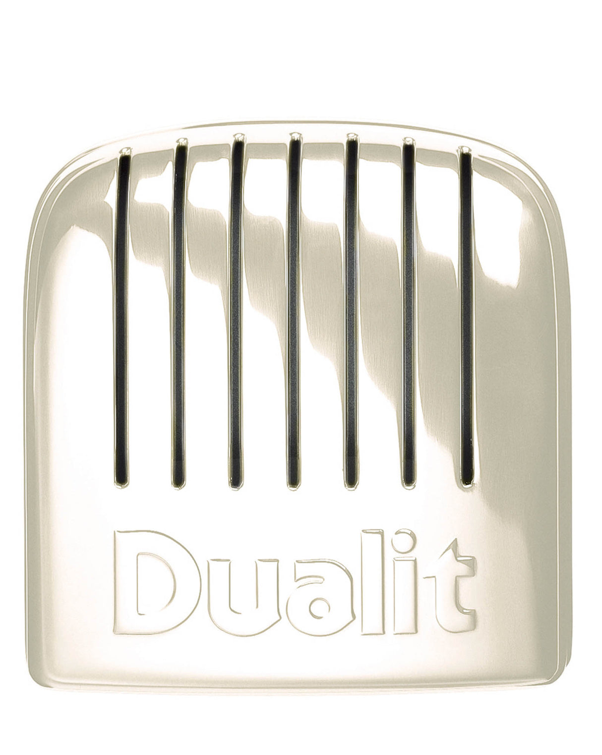 Dualit Toaster NewGen in Cremeweiß, 4-Scheiben, modernes Design, aufgeklappt mit goldbraunen Toastscheiben.
