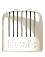 Dualit Toaster NewGen in Cremeweiß, 4-Scheiben, modernes Design, aufgeklappt mit goldbraunen Toastscheiben.