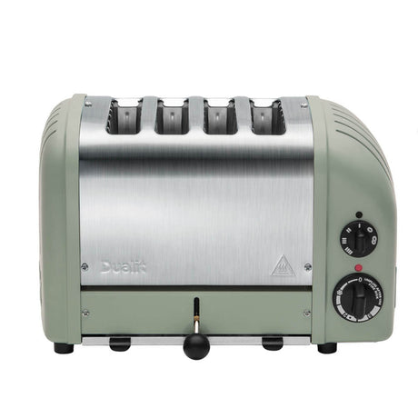 Polished DUALIT NewGen 4-slice toaster with modern design, featuring four slots for toasting bread and bagels.