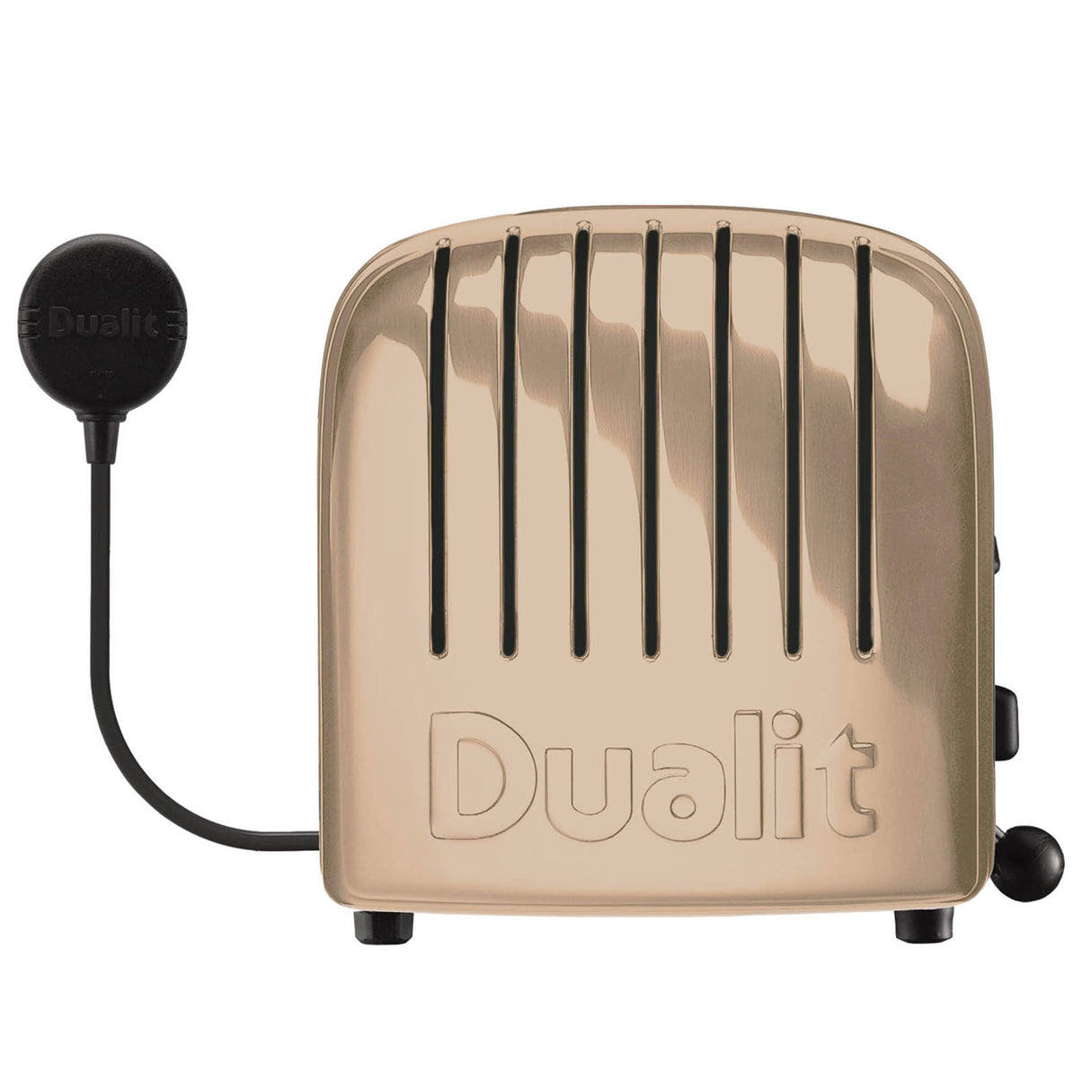 Beiger DUALIT Toaster NEWGEN mit Platz für 4 Scheiben, modernes Design und Bedienknöpfe sichtbar.