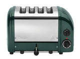 DUALIT Newgen Toaster mit 4 Scheiben, grünes Gehäuse, elegantes Design, hochwertige Edelstahl-Applikationen.