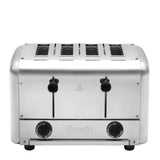 Schwarzer DUALIT Toaster für Gastro, Pop-up-Design, mit zwei Toastfächern, modernes Küchengerät, hochwertiges Edelstahl.