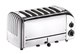 Polierter DUALIT Toaster NEWGEN mit 6 Scheiben, Edelstahl-Design, zeigt die Brot- und Toastscheiben im Inneren