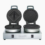 Dualit Kontakt-Toast- und Waffeleisen, poliert, geeignet für Catering, zeigt das elegante, gebürstete Edelstahlgerät.