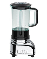 Polierter DUALIT Standmixer VORTECS mit Edelstahlbehälter und Bedienknöpfen auf der Oberseite.