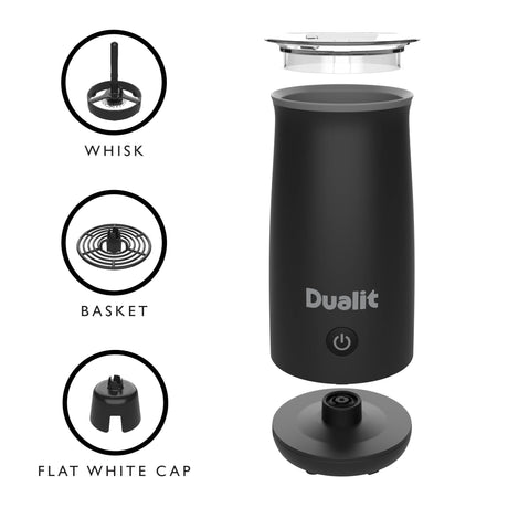 Dualit Milchaufschäumer Milk&Chocolate in Schwarz, elektrischer Milchschäumer für cremigen Milchschaum und heiße Schokolade