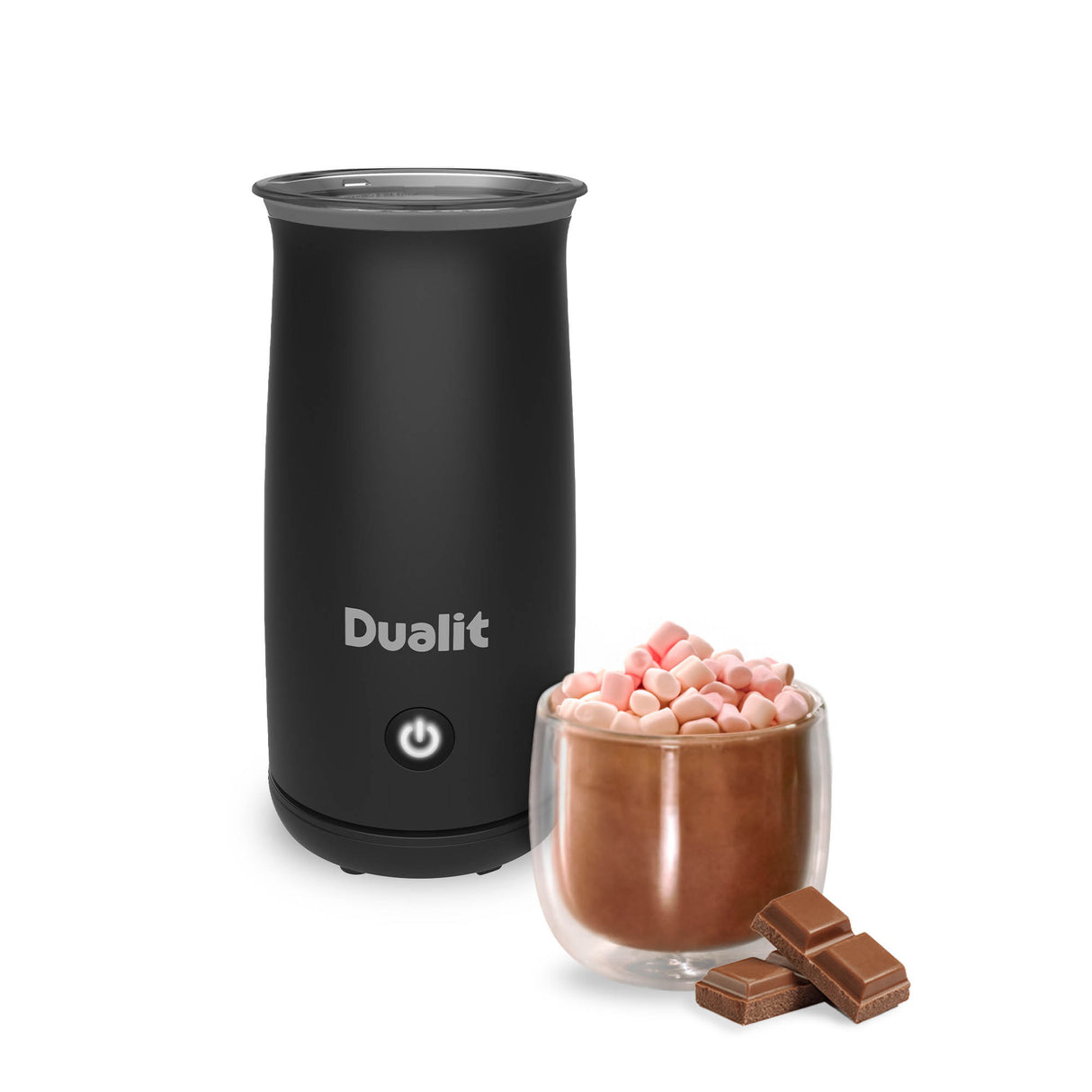 DUALIT Milchaufschäumer MILK&CHOCLATE in Schwarz, zeigt den elektrischen Schäumer für Milchschaum und heiße Schokolade
