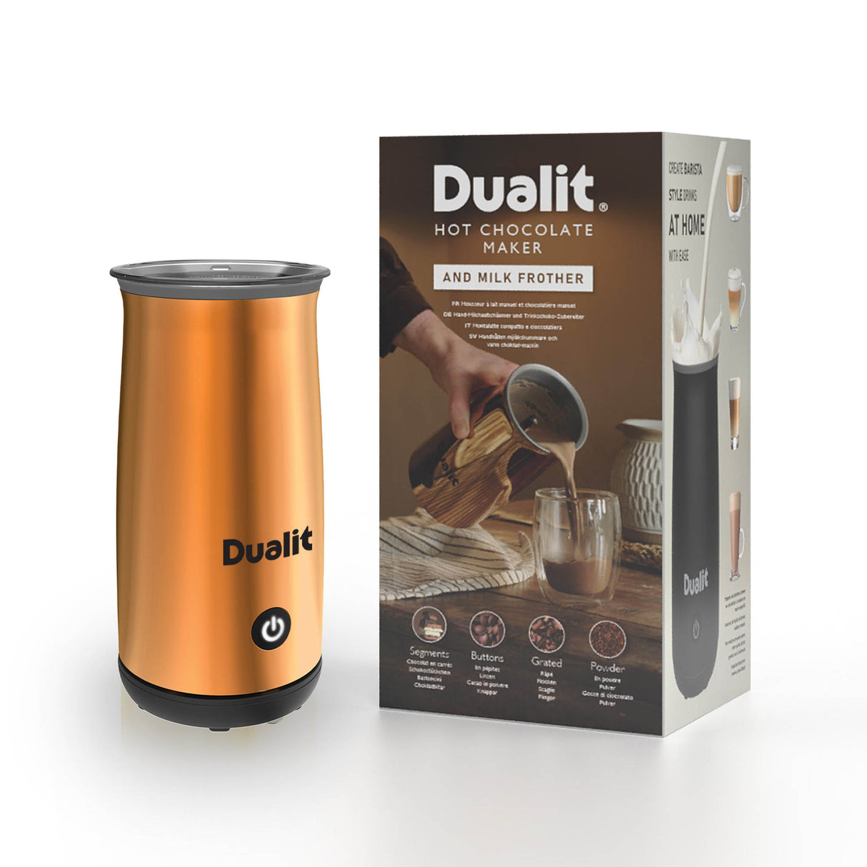 DUALIT Milchaufschäumer MILK&CHOCLATE in Kupfer, perfekt zum Aufschäumen von Milch und Schokolade für Kaffeespezialitäten