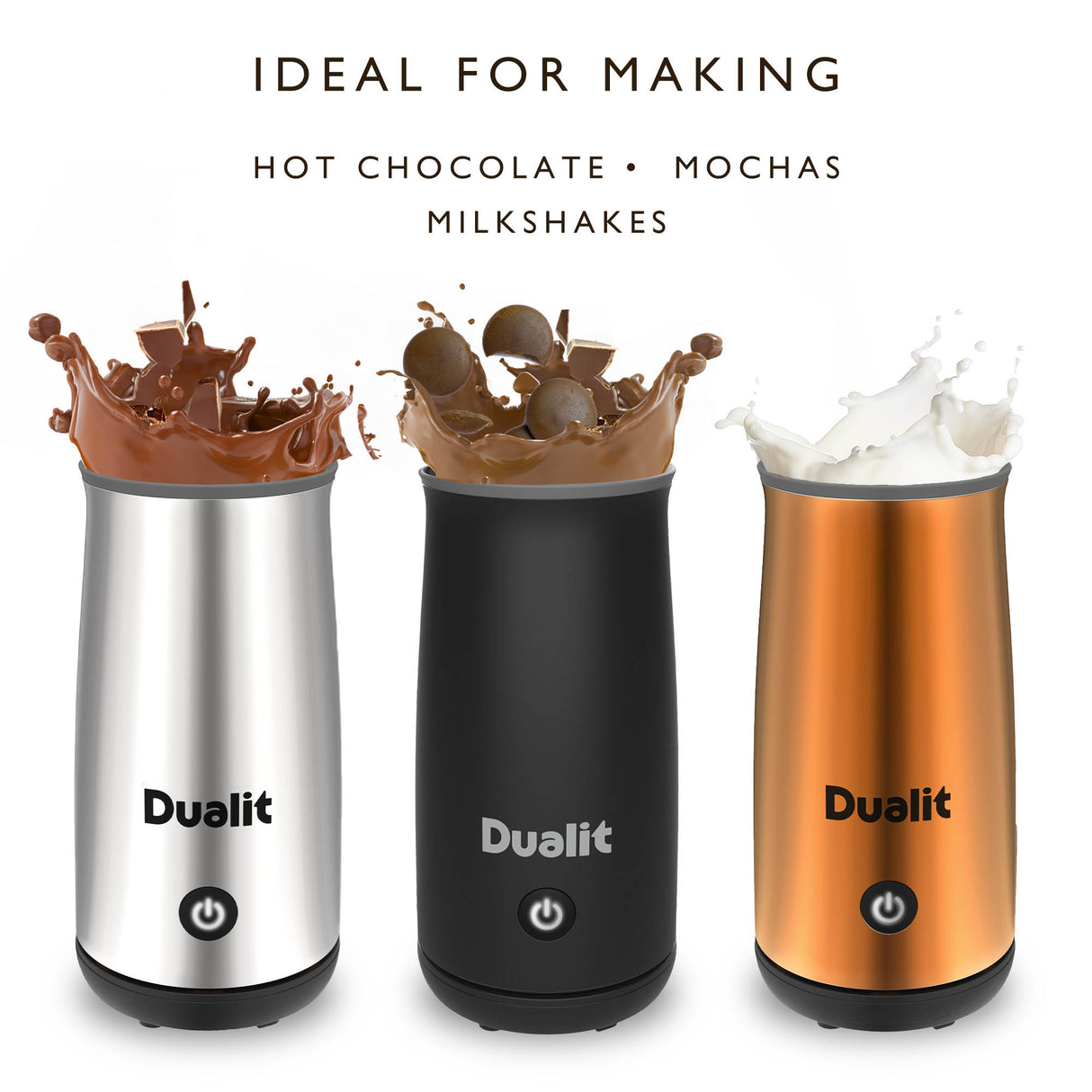 DUALIT Milchaufschäumer MILK&CHOCLATE in Kupfer, elektrischer Milchschäumer für cremigen Milchschaum und Schokolade.