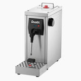 DUALIT Milchaufschäumer CINO für Catering, zeigt das Gerät mit Edelstahl-Design und Dampfauslass, ideal für Milchschaum.