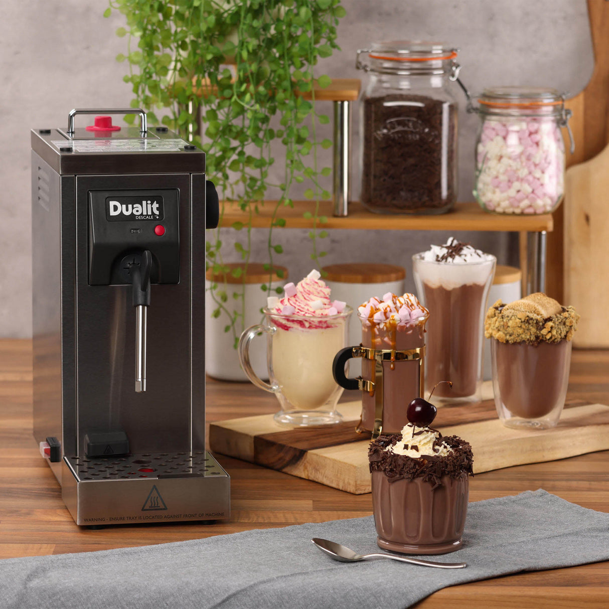 DUALIT Milchaufschäumer CINO für Catering, Edelstahl, kompaktes Design, ideal für die Zubereitung von Milchschaum.