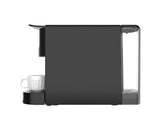 Schwarze DUALIT Kapselmaschine für Kaffee, 34 cm hoch, kompakte Kaffeemaschine mit modernem Design.
