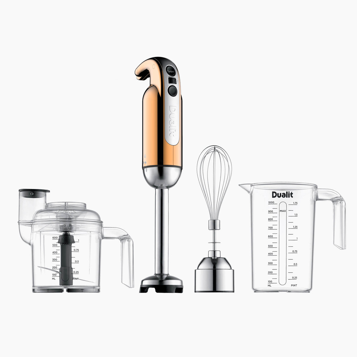 DUALIT Classic Kupfer Stabmixer mit Edelstahlklingen und ergonomischem Griff, ideal zum Mixen und Zerkleinern.