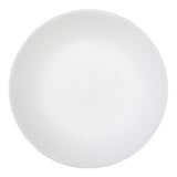Corelle Winter Frost white dinnerware set featuring elegant plates and bowls with a frosted snowflake design on ceramic.