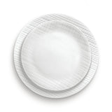 White Corelle Linen Weave dinnerware set featuring plates and bowls with textured linen-inspired design, perfect for everyday use.