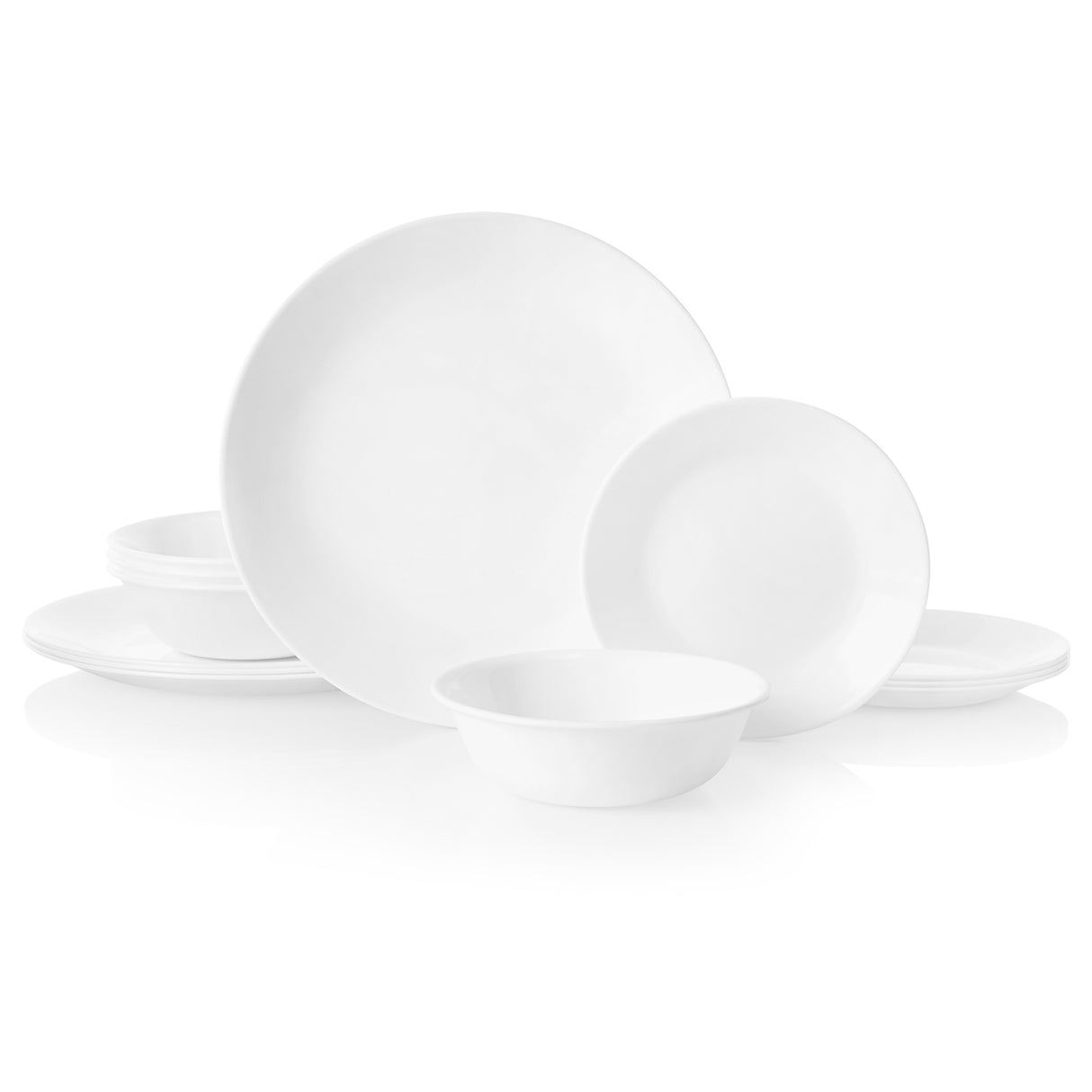 Weiße CORELLE Winter Frost Service mit Teller, Tassen und Schalen, elegantes Geschirrset für den Haushalt
