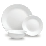 Weiße CORELLE Winter Frost Service mit Teller, Schalen und Tassen, elegantes Geschirrset für den gedeckten Tisch