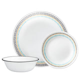 Weiße CORELLE Paloma Service mit Teller, Schüssel und Tasse, elegantes Geschirrset für den täglichen Gebrauch