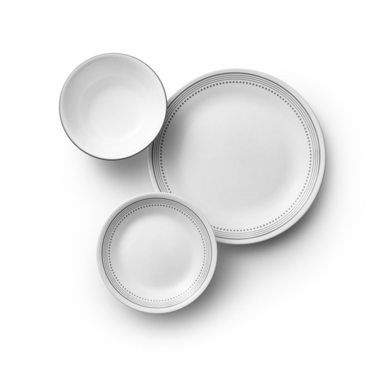 CORELLE Service mit mystic gray und weißen Geschirrteilen, elegante Tafelservice für den täglichen Gebrauch