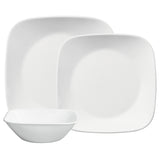 Weiße CORELLE Service mit Tellern, Tassen und Schüsseln im klassischen Design, langlebiges Porzellan für den täglichen Gebrauch