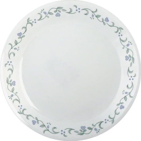 Corelle Country Cottage white dishware set with charming floral graphic design, featuring plates and bowls.